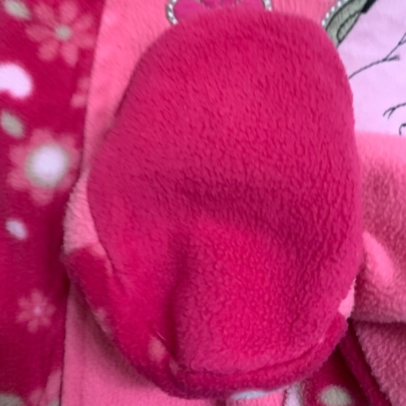 🌟3/$15🌟Disney Pink Floral Baby Minnie Mouse Fleece Footie Pajamas Onesie Sz 12M - Picture 8 of 9